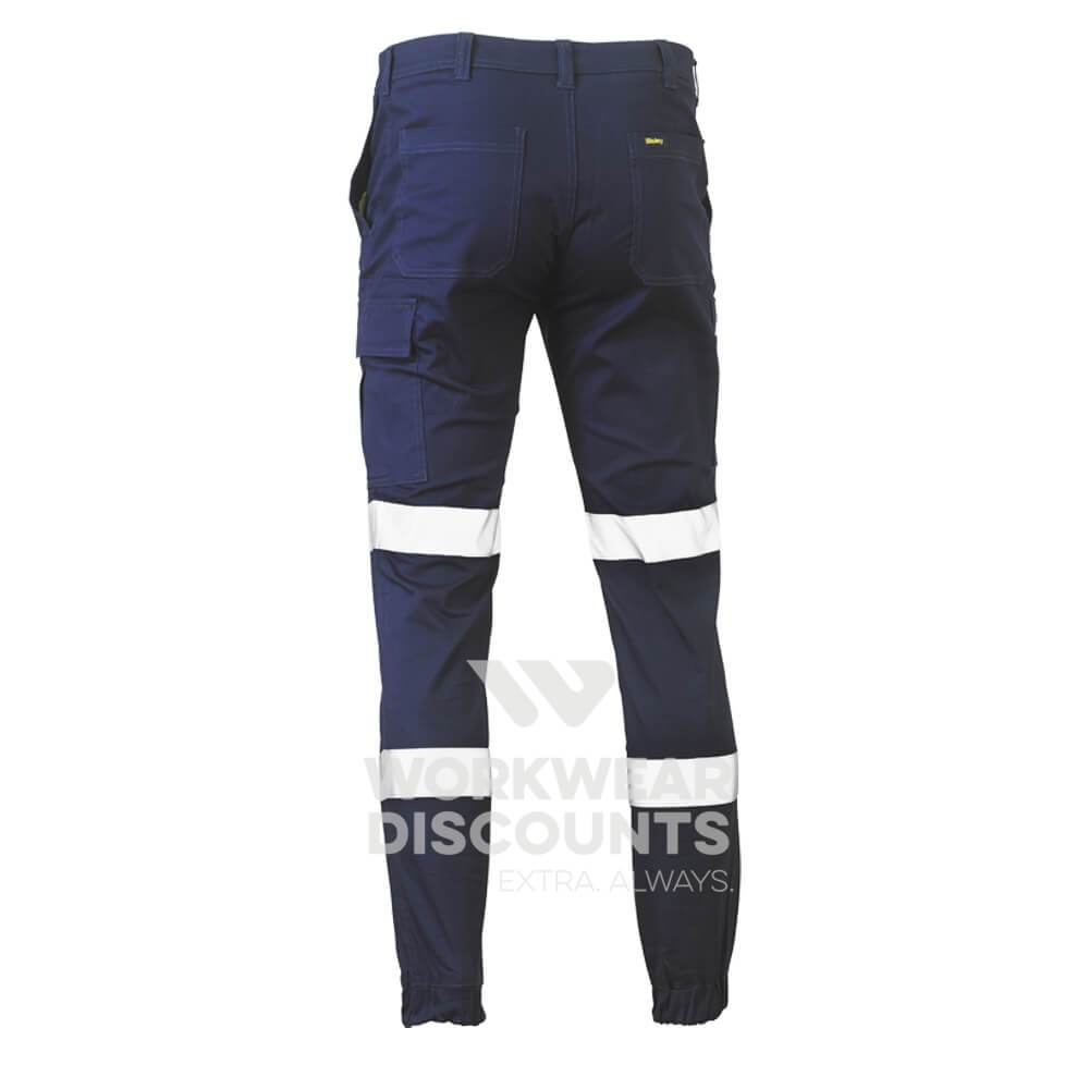 Bisley BPC6028T Taped Biomotion Stretch Cotton Drill Cargo Cuffed Pants Navy Back