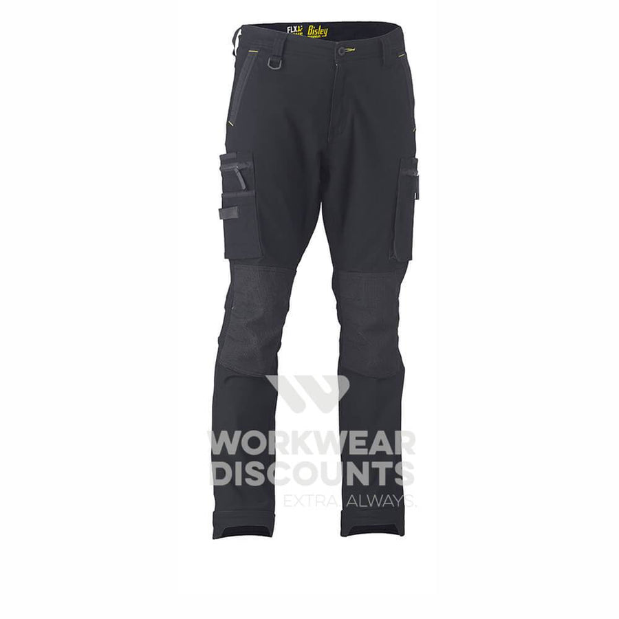 Bisley BPC6330 Flex & Move Stretch Utility Zip Cargo Pant Black Front