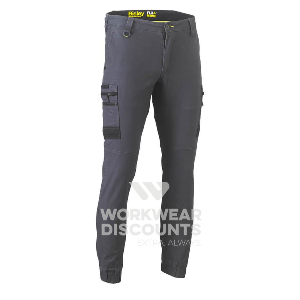 Bisley BPC6334 Flex & Move Stretch Cargo Cuffed Pants Charcoal Front