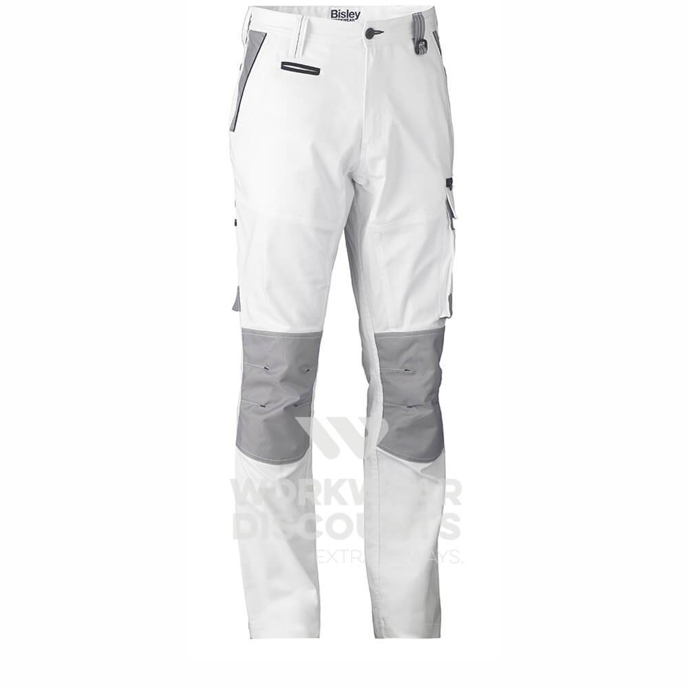 Bisley BPC6422 Painter's Contrast Cargo Pant White Front