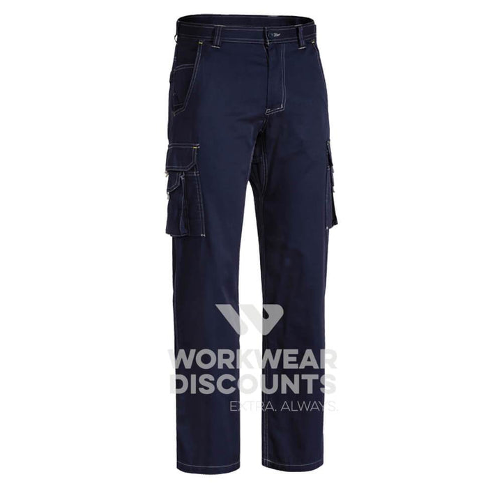 Bisley BPC6431 Lightweight Vented Cotton Drill Cargo Pants Navy Front
