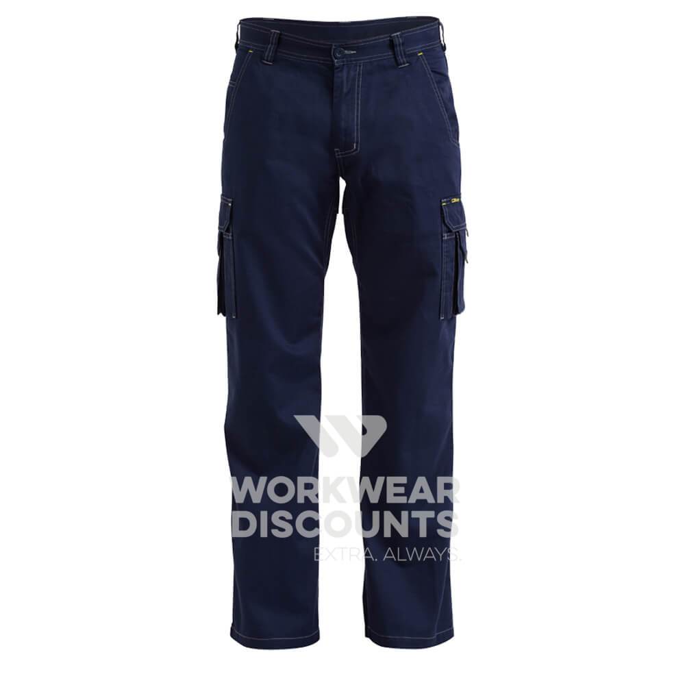 Bisley BPC6431 Lightweight Vented Cotton Drill Cargo Pants Navy View 3