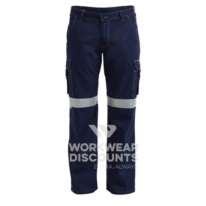 Bisley BPC6431T Taped Lightweight Vented Cotton Drill Cargo Pants Navy View 3