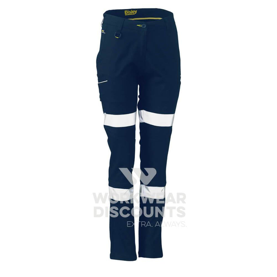 Bisley BPL6015T Womens Taped Stretch Cotton Pants Navy Front