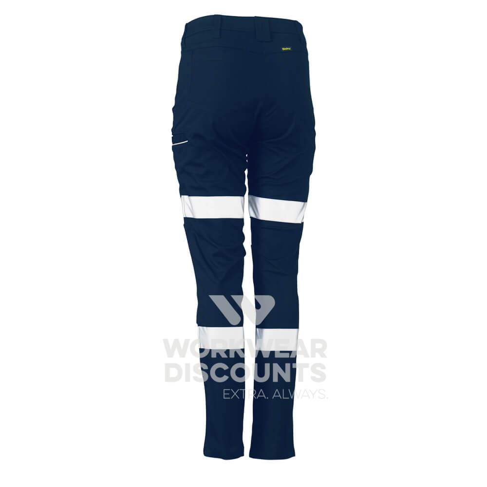 Bisley BPL6015T Womens Taped Stretch Cotton Pants Navy Back