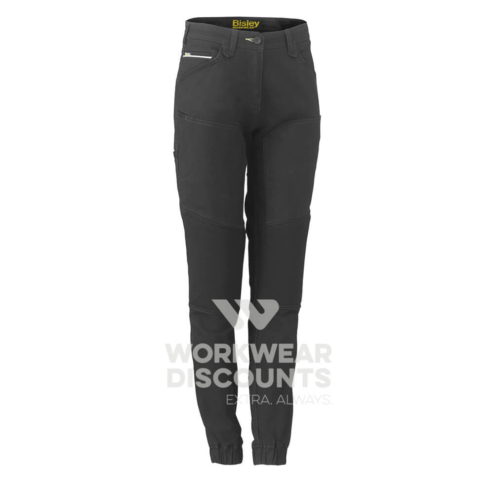 Bisley BPL6022 Womens Flex & Move Stretch Cotton Shield Pants Black Front
