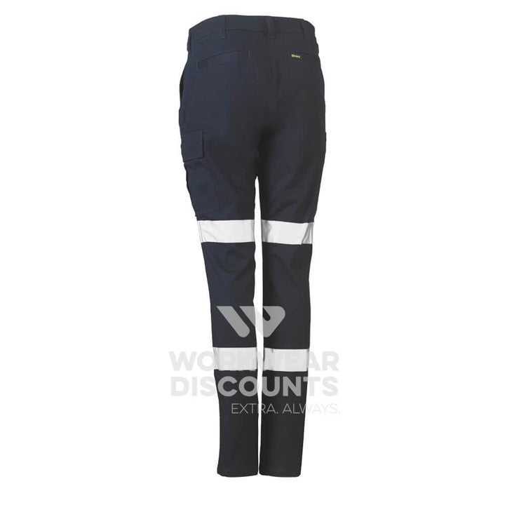 Bisley BPL6115T Womens Taped Cotton Cargo Pants Navy Back