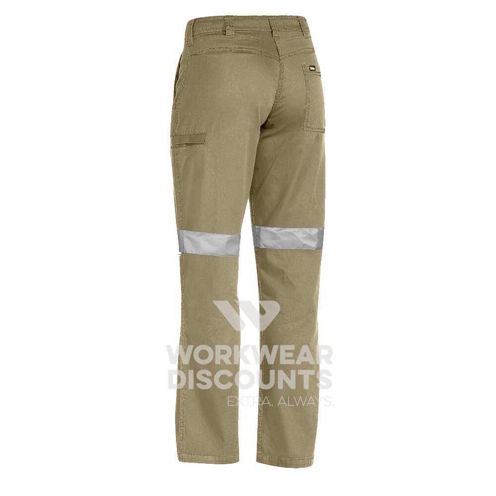 Bisley BPL6431T Ladies Taped Lightweight Vented Cotton Drill Pants Khaki Back