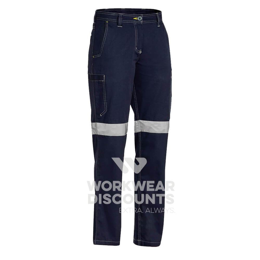 Bisley BPL6431T Ladies Taped Lightweight Vented Cotton Drill Pants Navy Front