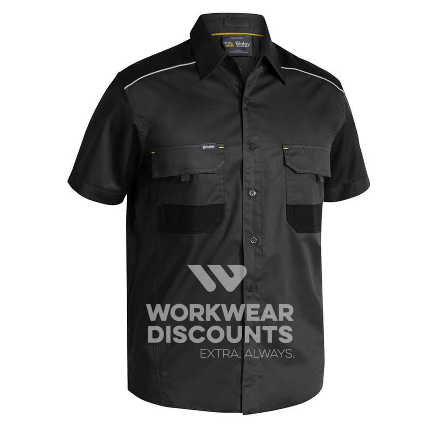 Bisley BS1133 Flex and Move Stretch Work Shirt Short Sleeve Charcoal