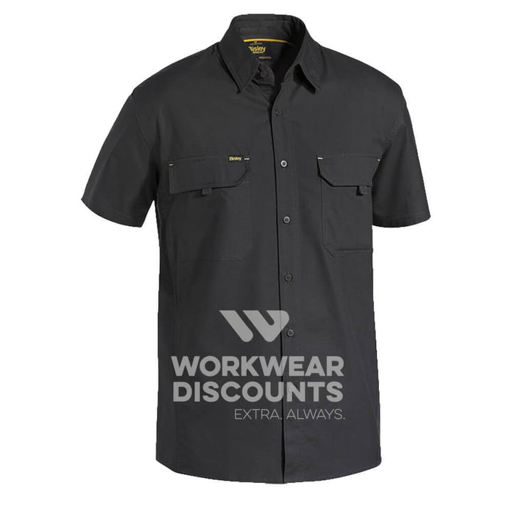 Bisley BS1414 Airflow Ripstop Vented Work Shirt Short Sleeve Charcoal Front