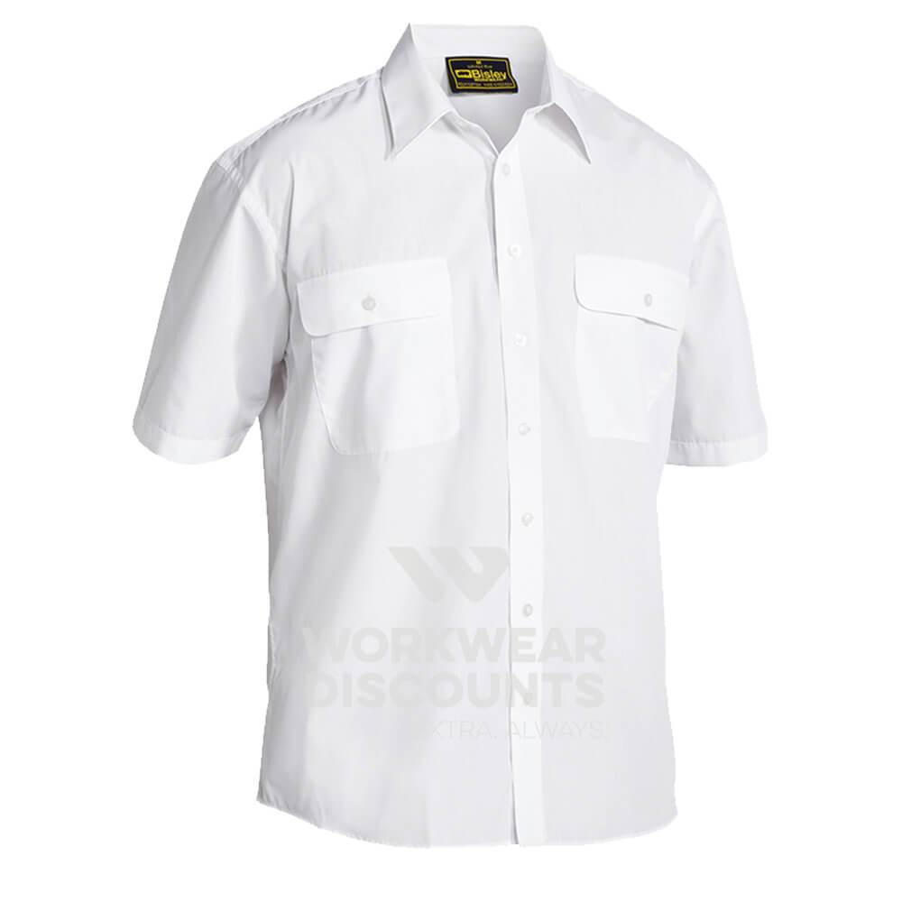 Bisley BS1526 Permanent Press Shirt Short Sleeve White Front