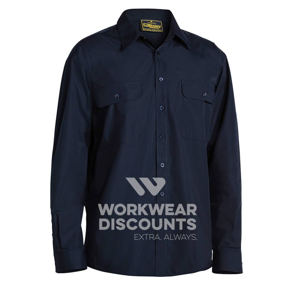 Bisley BS6526 Permanent Press Shirt Long Sleeve Midnight Front