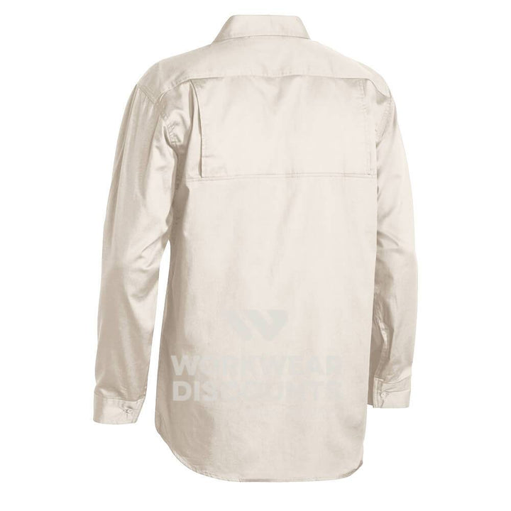 Bisley BS6893 Lightweight Cotton Drill Shirt Long Sleeve Sand Back