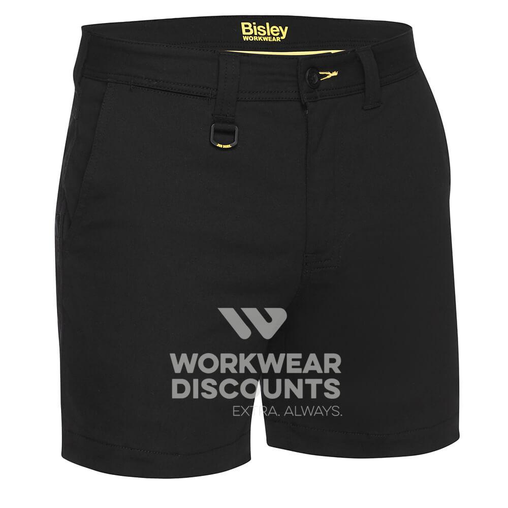 Bisley BSH1008 Mens Stretch Cotton Short Shorts Black Front