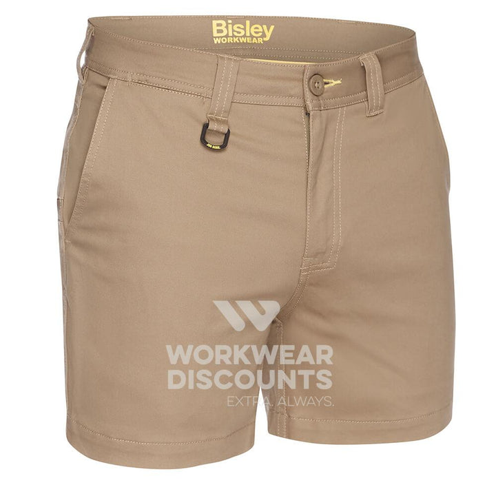 Bisley BSH1008 Mens Stretch Cotton Short Shorts Khaki Front