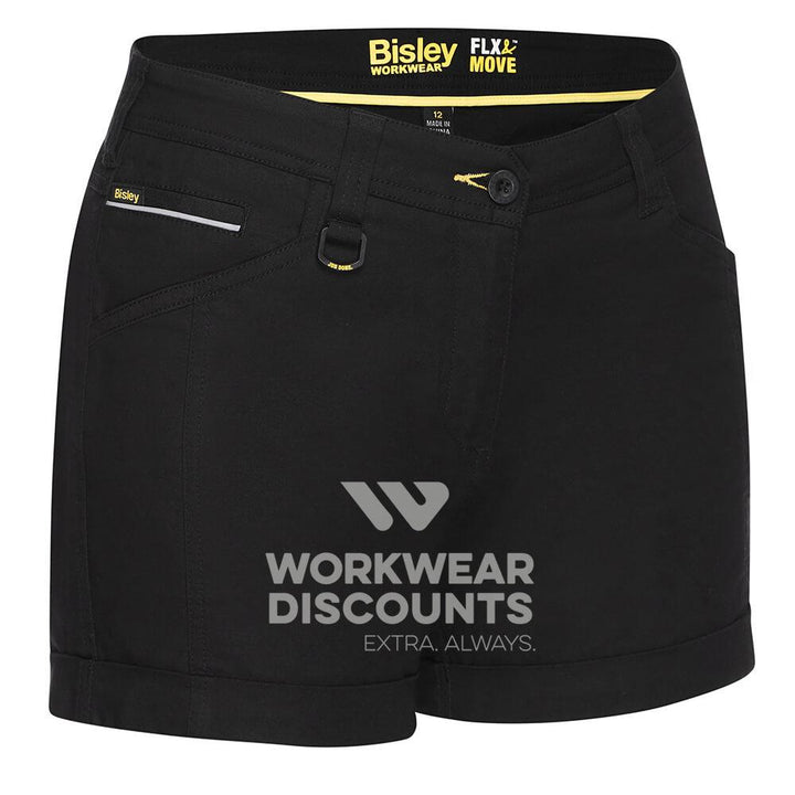 Bisley BSHL1045 Womens Flex & Move Short Shorts Black Front