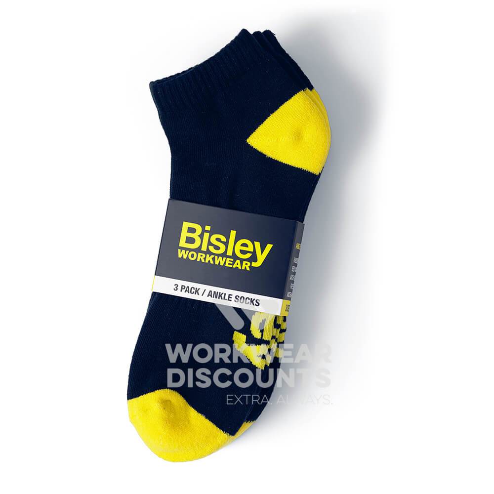 Bisley BSX7215 Half Cotton Elastane Ankle Socks 3 Pack