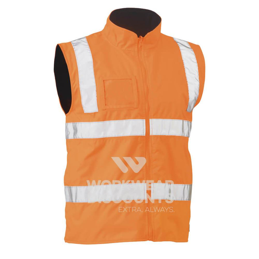 Bisley BV0364T Hi-Vis Taped Wet Weather Vest Rail Orange Rail Orange Front