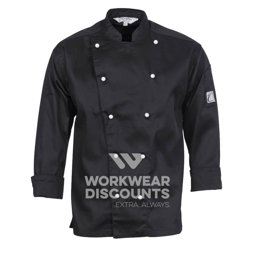 DNC 1102 Traditional Chef's Jacket Long Sleeve Black