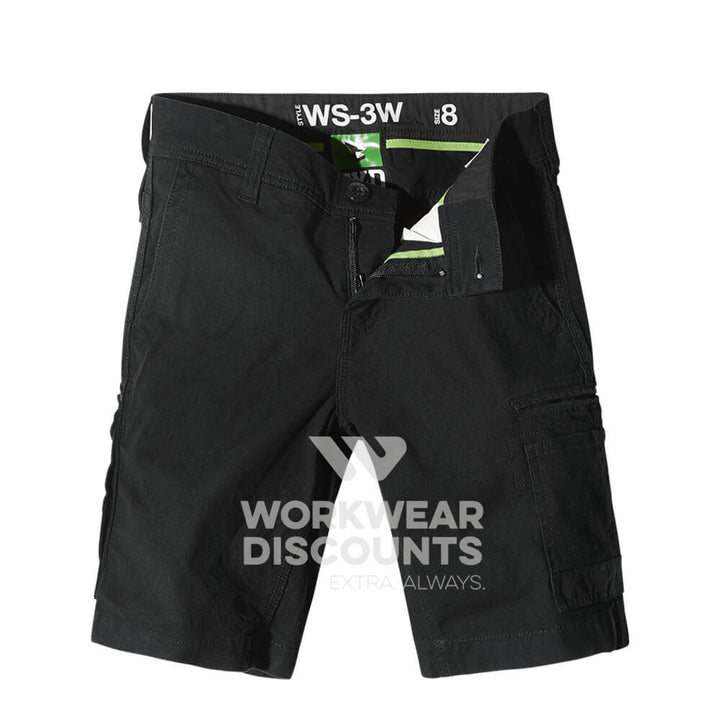 FXD WS3W Ladies Stretch Cotton Cargo Shorts Black Front