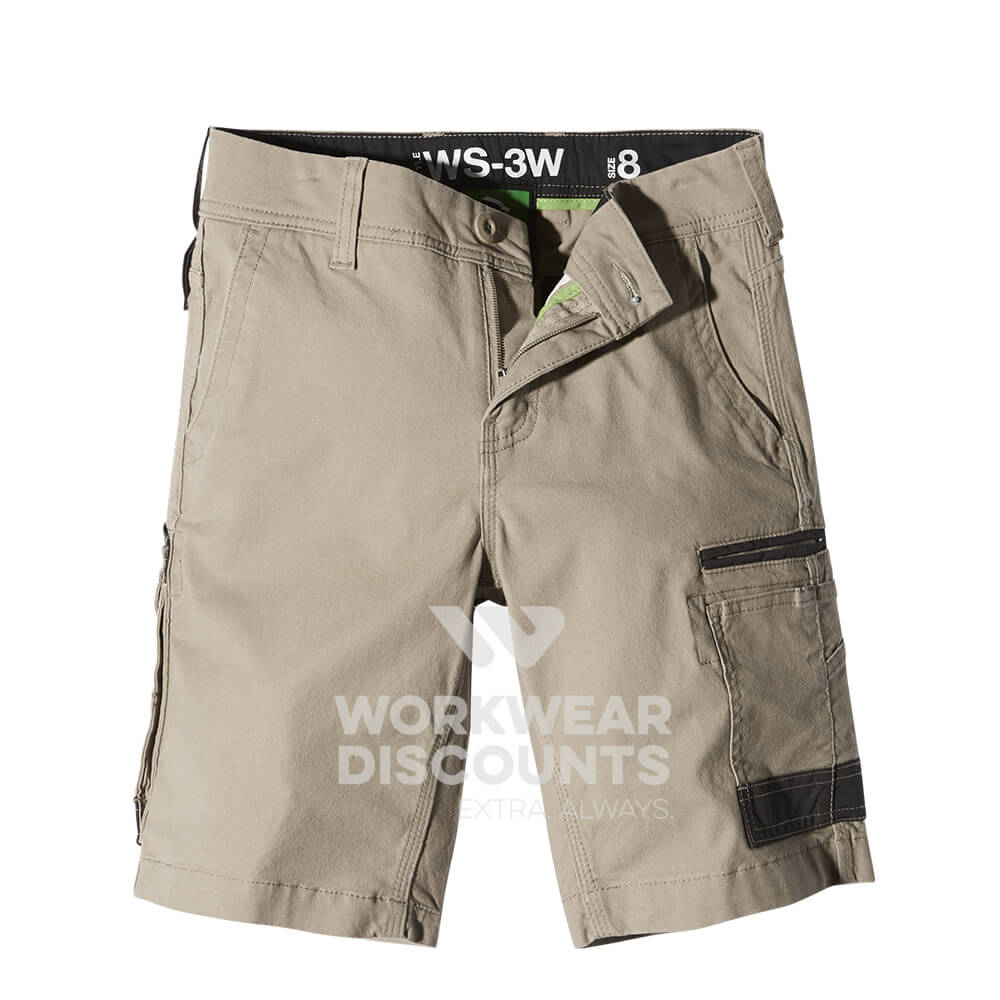 FXD WS3W Ladies Stretch Cotton Cargo Shorts Khaki Front