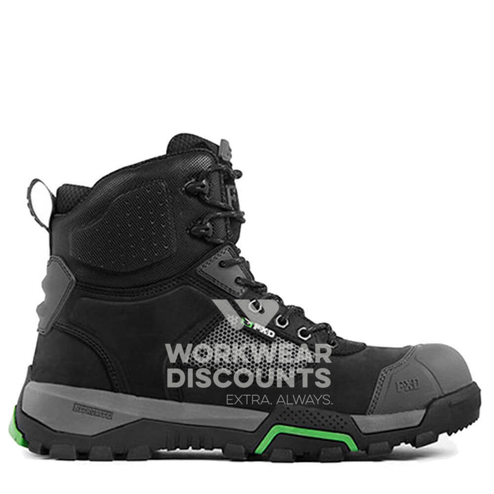 FXD FXWB1 6" Lace Up Zip Scuff Cap Nubuck Leather Composite Toe Boots Black
