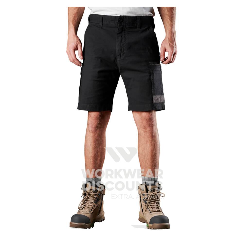 FXD WS3 Stretch Cotton Cargo Shorts Black Front