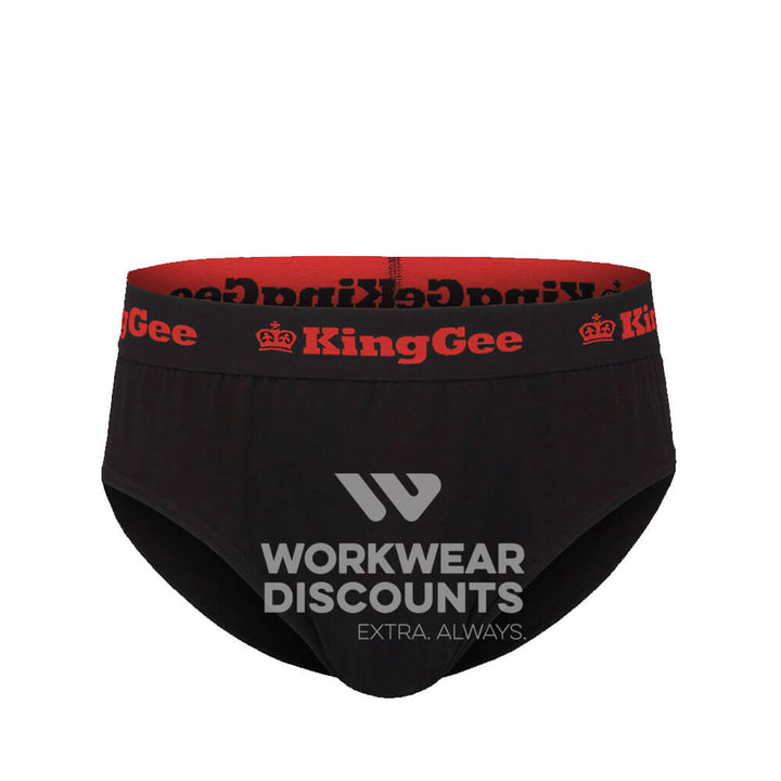 King Gee K09024 Cotton Brief Black Red Front