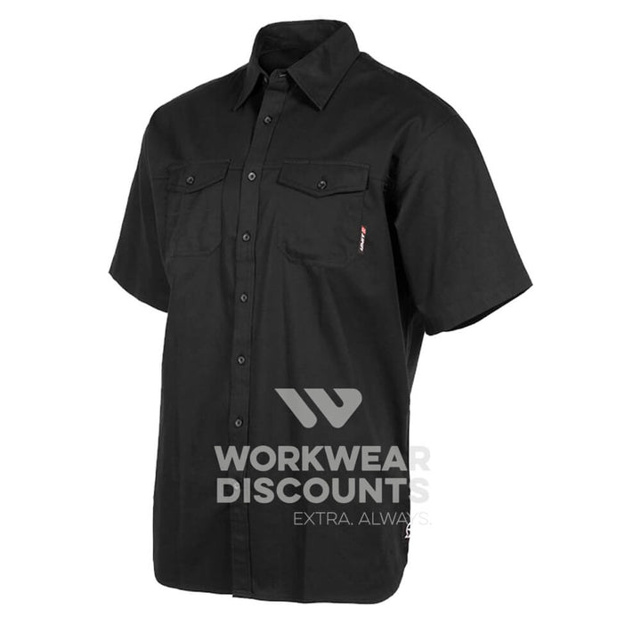 Unit Task Mens Work Shirt Short Sleeve Black Front 