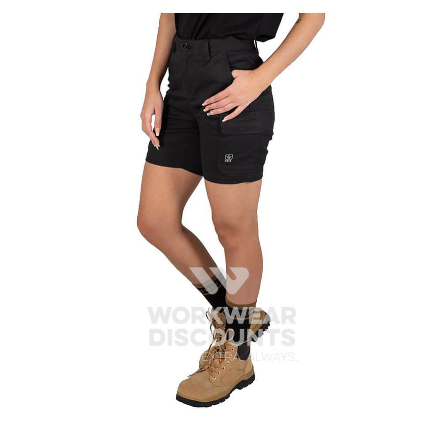 Unit Staple Ladies Cargo Shorts Black Side 