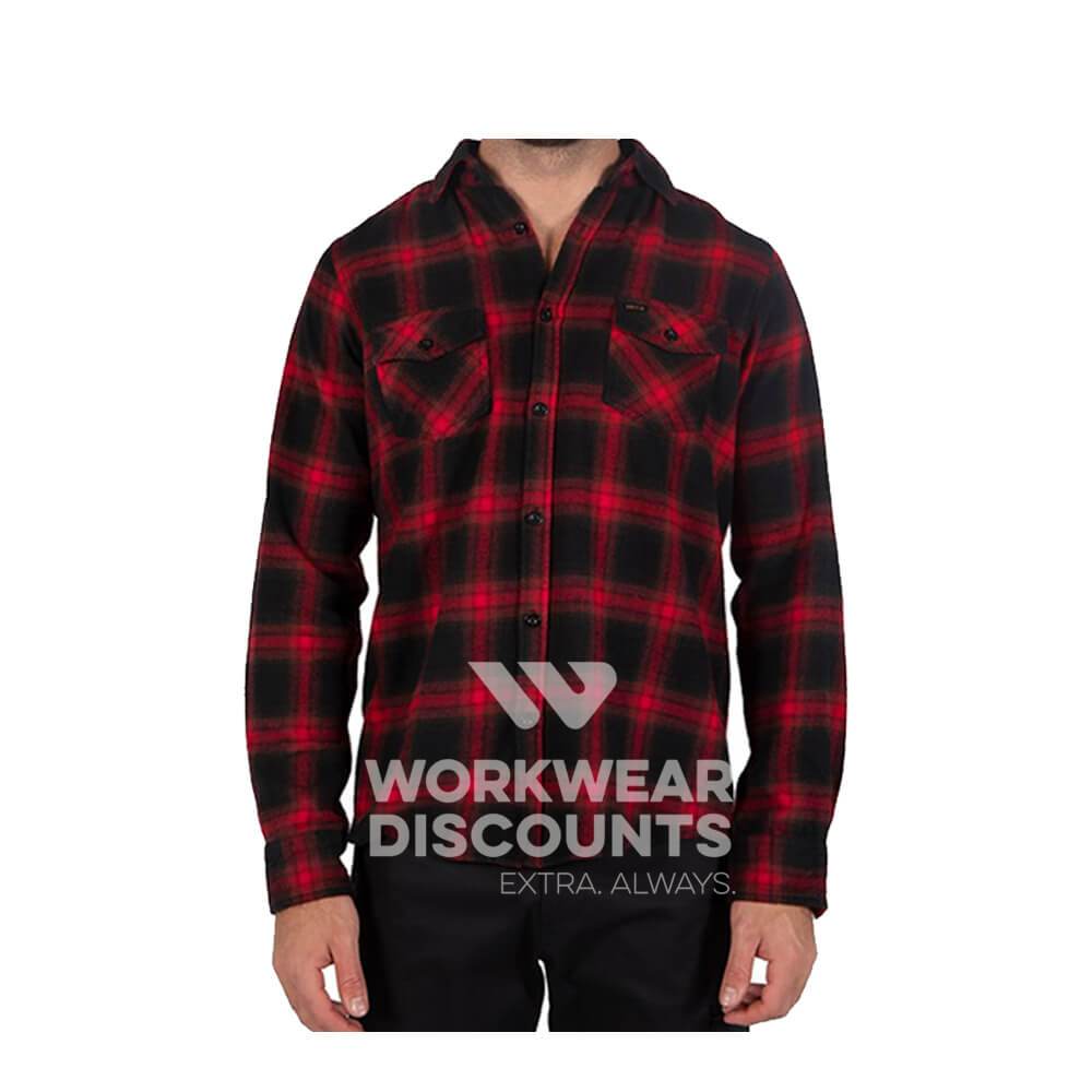 Unit Newtown Mens Flannel Shirt Red Front 