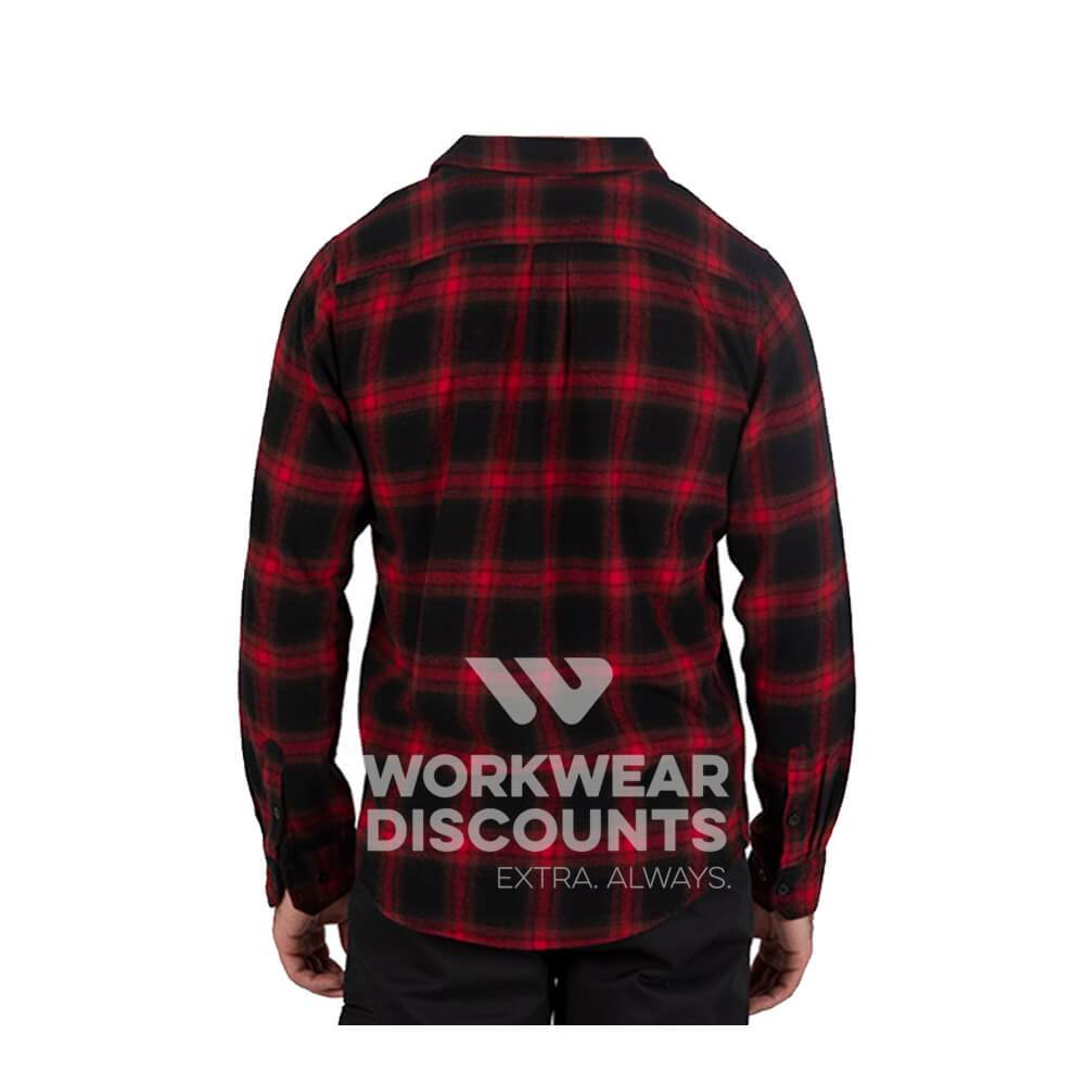 Unit Newtown Mens Flannel Shirt Red Back 